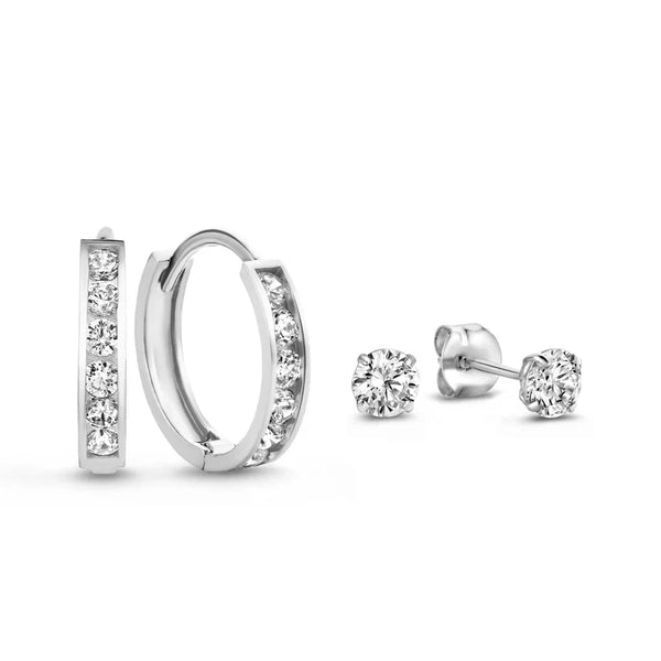 Σετ Σκουλαρίκια Dara Brillane από Λευκό Χρυσό 14k