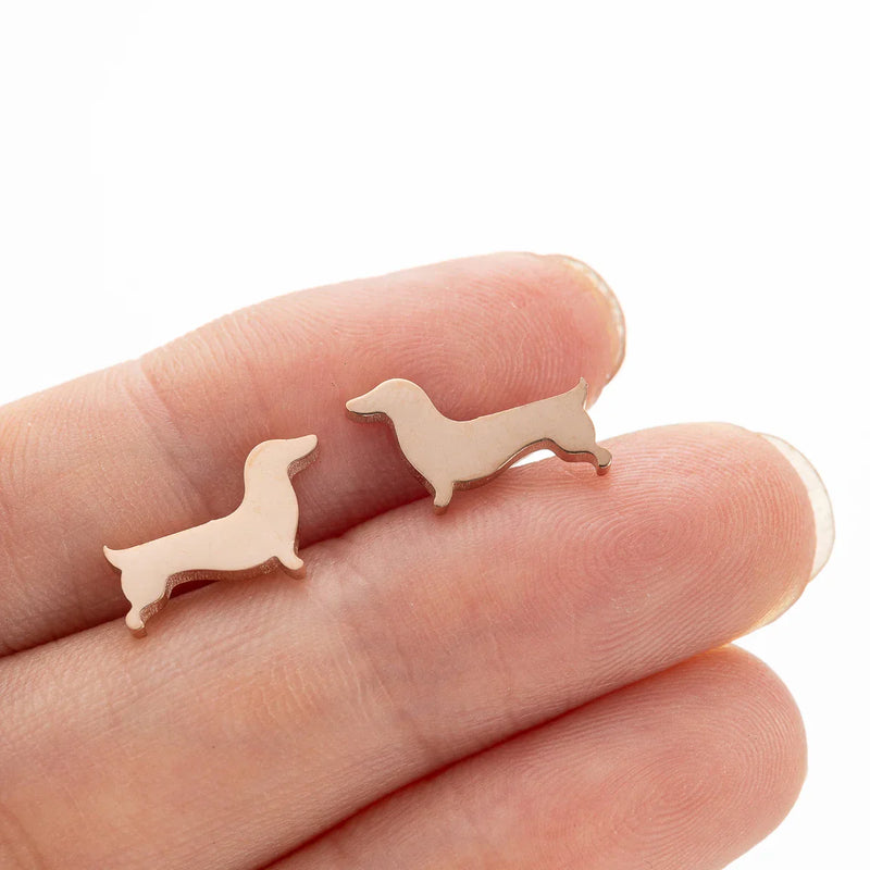 Dachshund – Μινιμαλιστικά μεταλλικά σκουλαρίκια σε σχήμα σκύλου