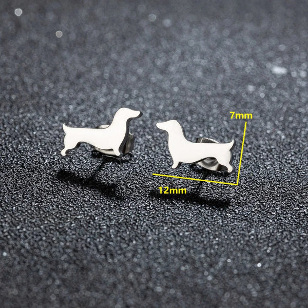 Dachshund – Μινιμαλιστικά μεταλλικά σκουλαρίκια σε σχήμα σκύλου