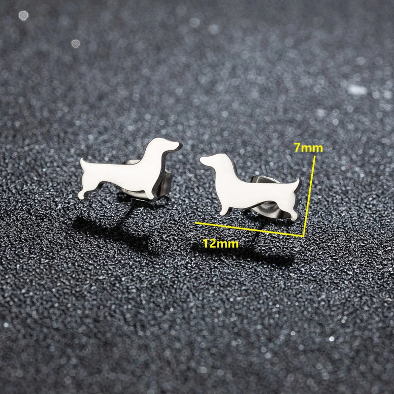 Dachshund – Μινιμαλιστικά μεταλλικά σκουλαρίκια σε σχήμα σκύλου