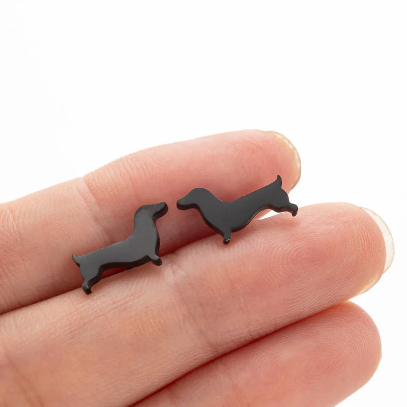 Dachshund – Μινιμαλιστικά μεταλλικά σκουλαρίκια σε σχήμα σκύλου