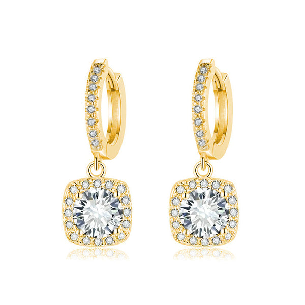 Τετράγωνα Σκουλαρίκια Moissanite με Χρυσό 16k
