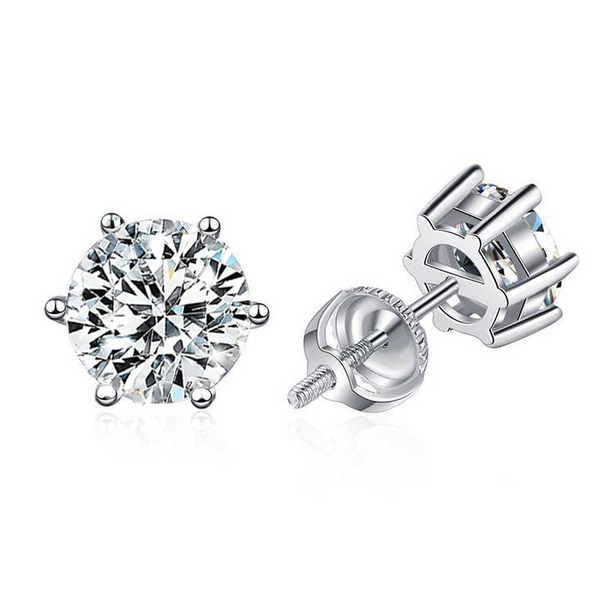 Σκουλαρίκια Moissanite με Βίδα | Λευκό Χρυσό 16k