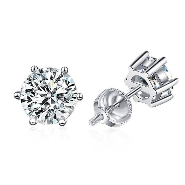 Σκουλαρίκια Moissanite με Βίδα | Λευκό Χρυσό 16k